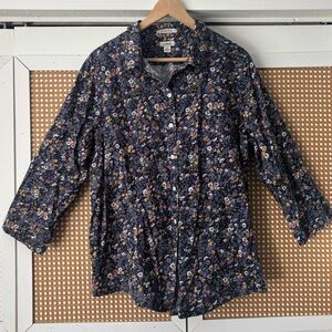 LL Bean floral button down- 3/4 sleeves flattering